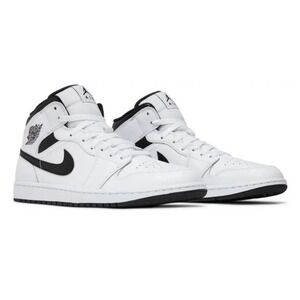 Nike Air Jordan 1 Mid White Black 6 Womens Sneakers BQ6472-103